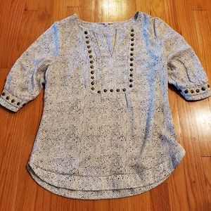 White with black pattern tunic top